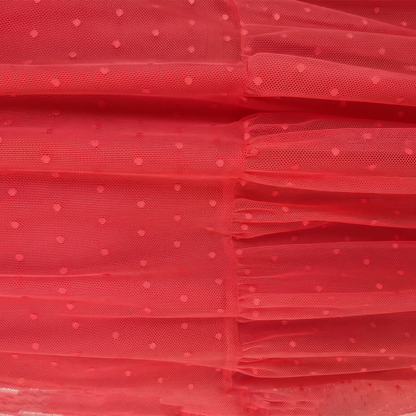 Vestido  Rojo Mujer Midi de Mesh con Forro al Tono y Elástico