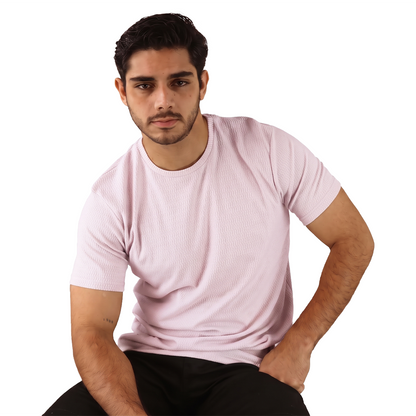 Playera Hombre Cuello Redondo Texturizada Ultra Suave Slim Fit En Color Rosa