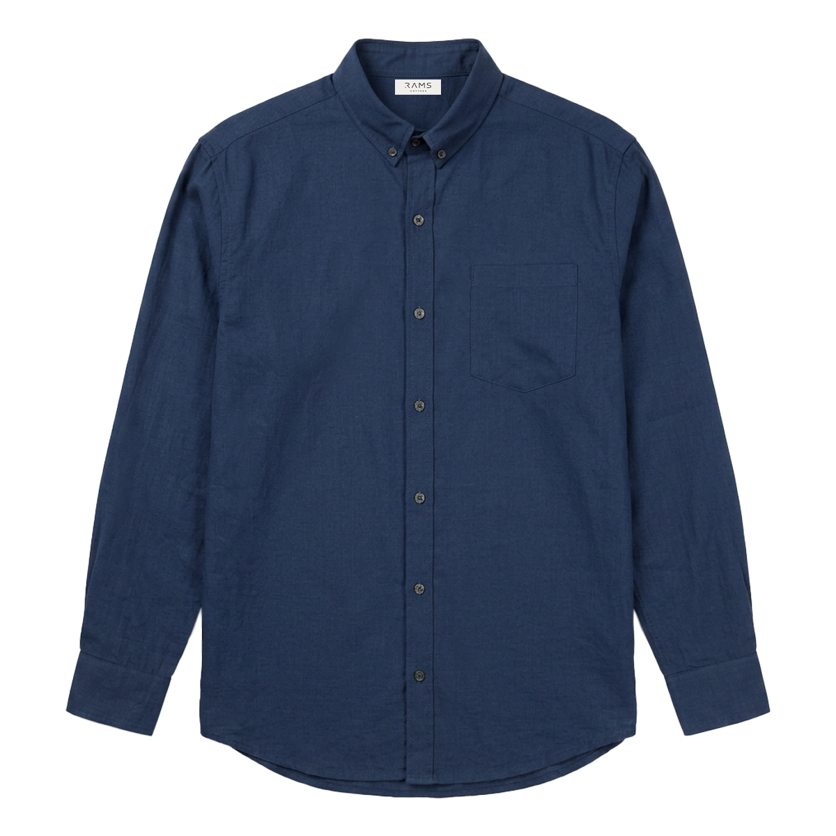Camisa de apariencia de lino manga larga azul plumbago para hombre