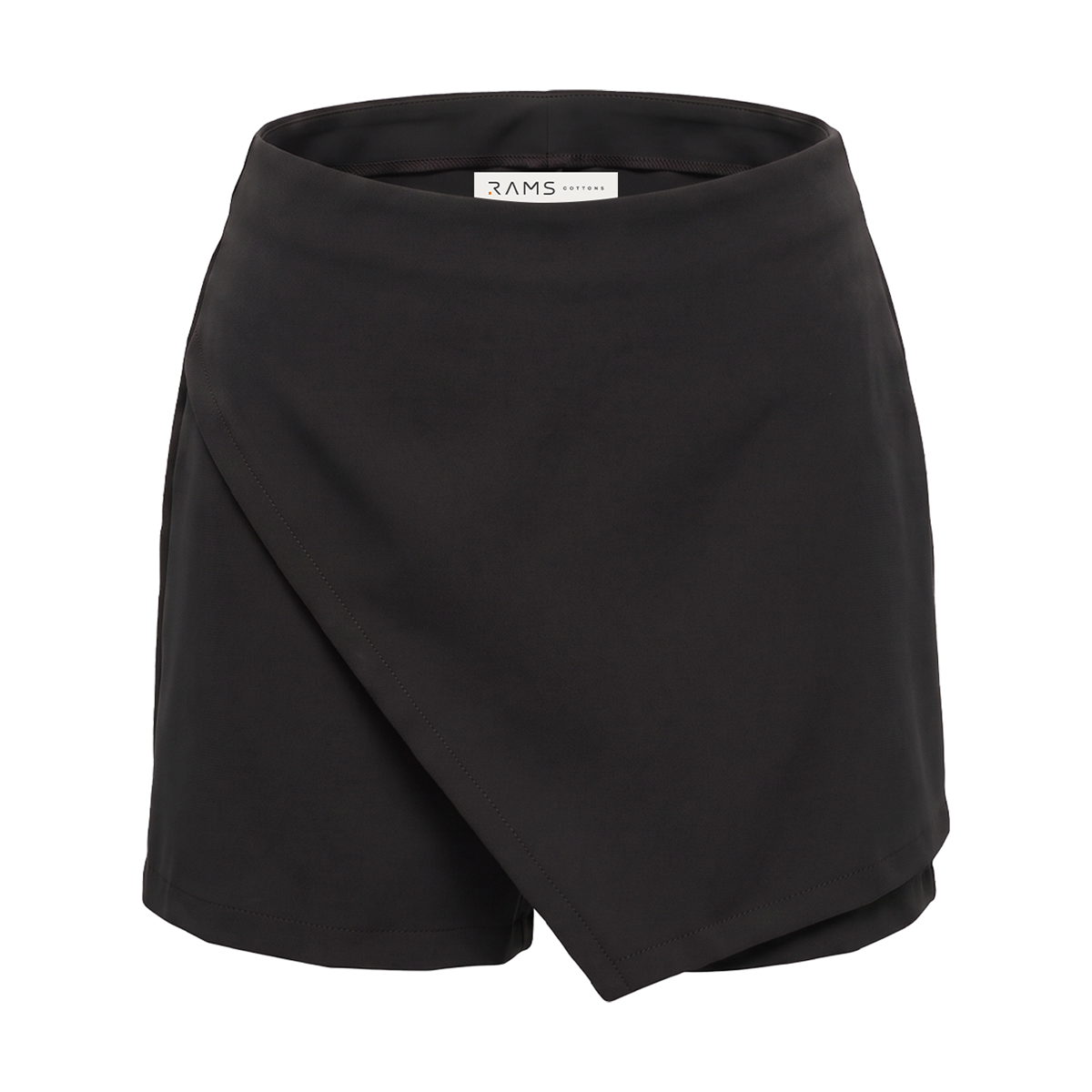 Falda Short Negra Corta Mujer Asimétrica con Cierre en Costado