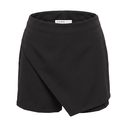 Falda Short Negra Corta Mujer Asimétrica con Cierre en Costado