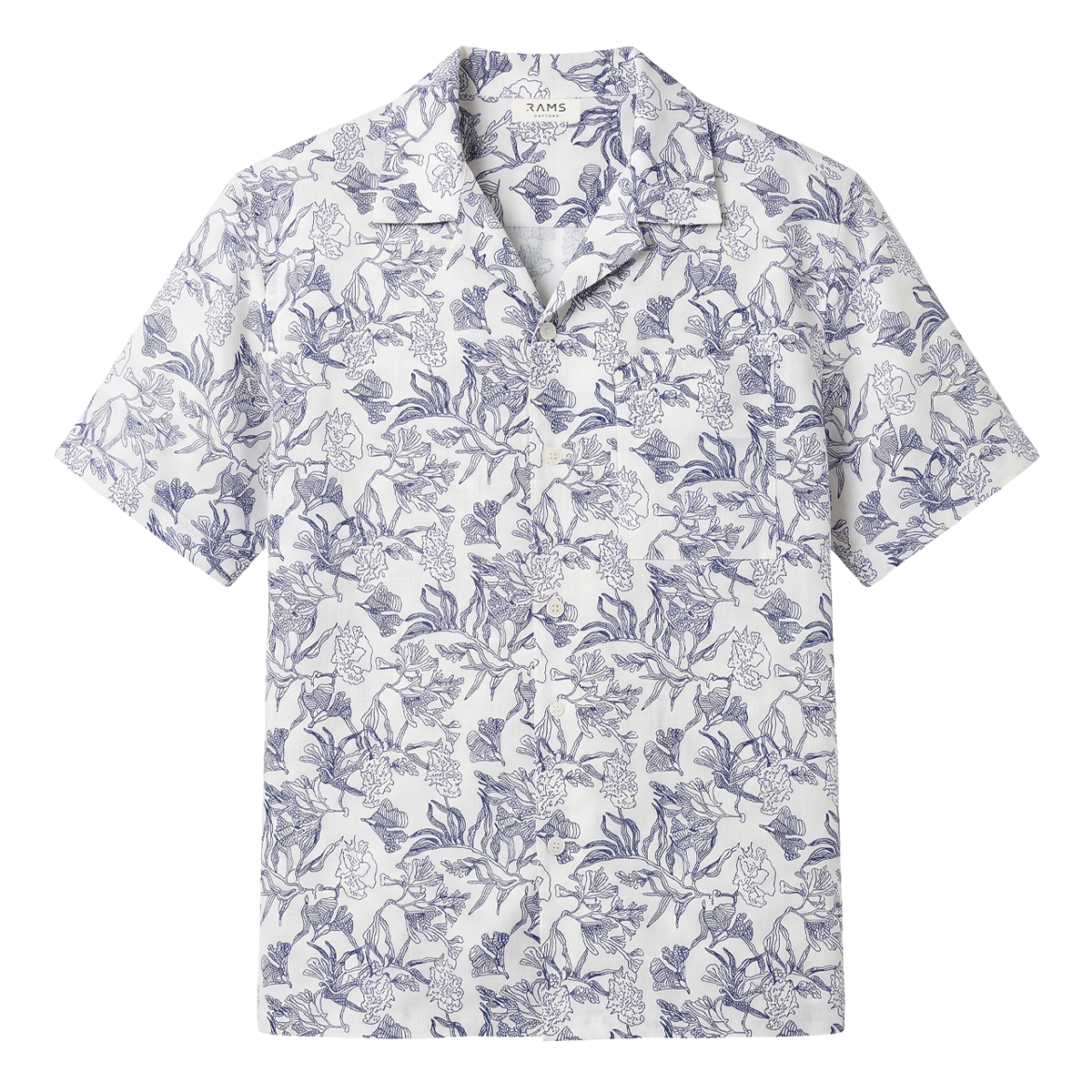 Camisa Floral Line Art Tropical Hombre Manga Corta Casual