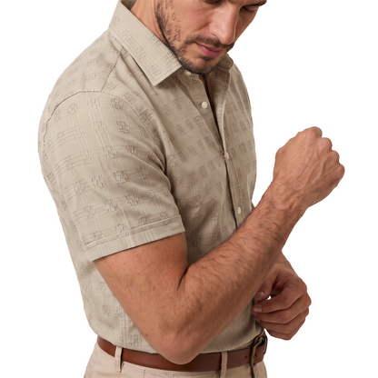 Camisa de manga corta con textura jacquard para hombre