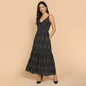 Vestido Largo Mujer Tirantes Ajustables Estampado de Puntos Casual