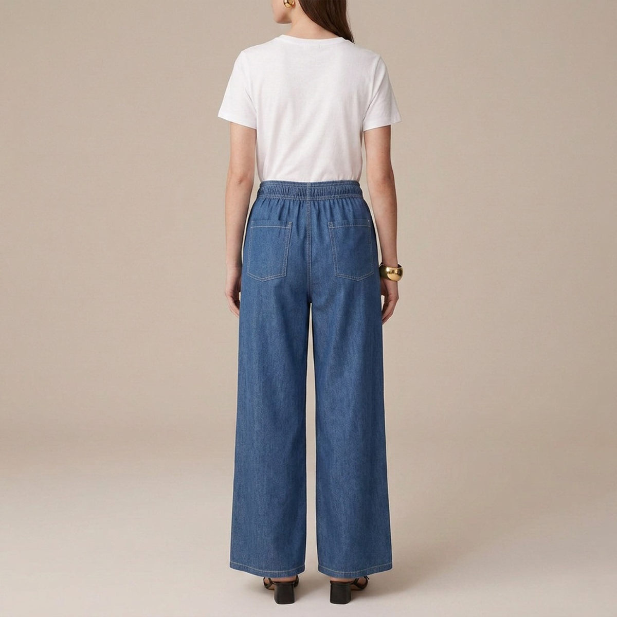 Pantalón Wide Leg con Cintura Elástica y Cordón