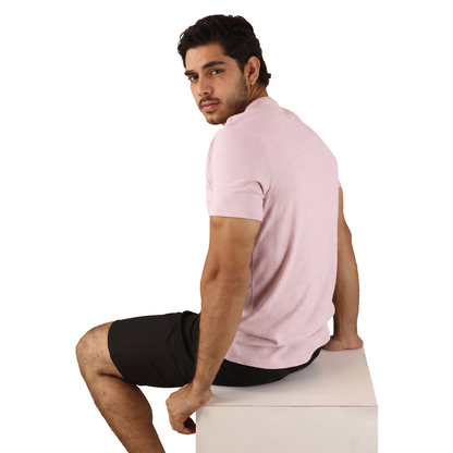 Playera Hombre Cuello Redondo Texturizada Ultra Suave Slim Fit En Color Rosa