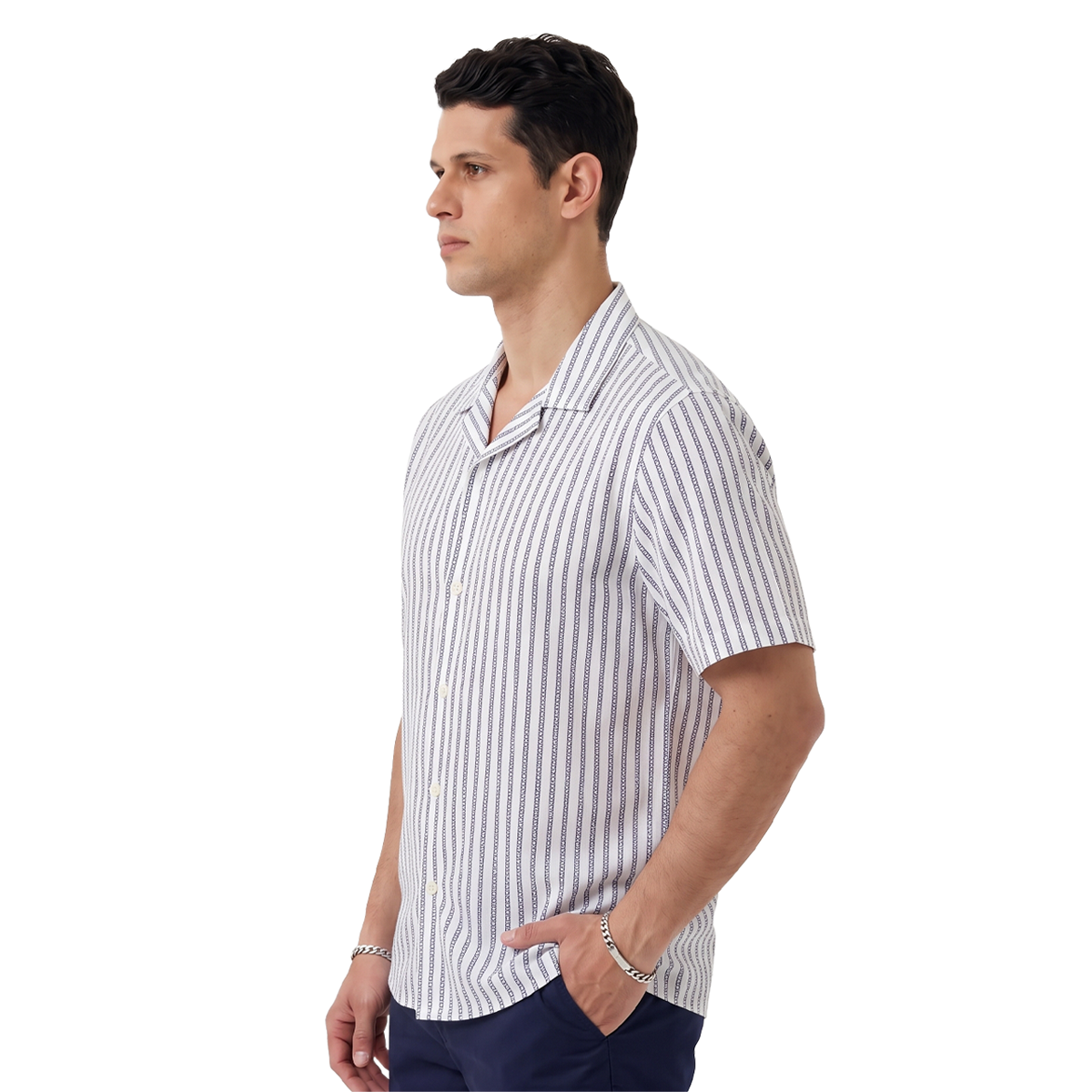 Camisa Estampado Moderno Hombre Corte Loose Fit Cómoda Cuello Resort