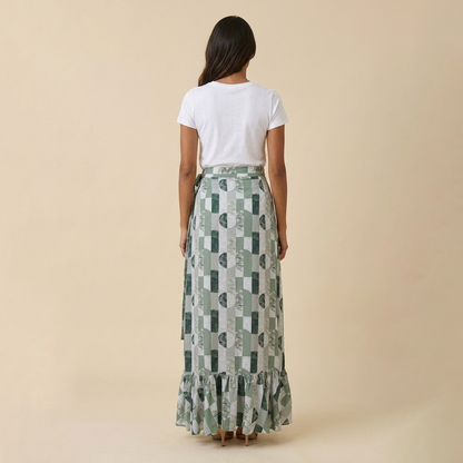 Falda Envolvente Mujer Casual Estampada con Lazo