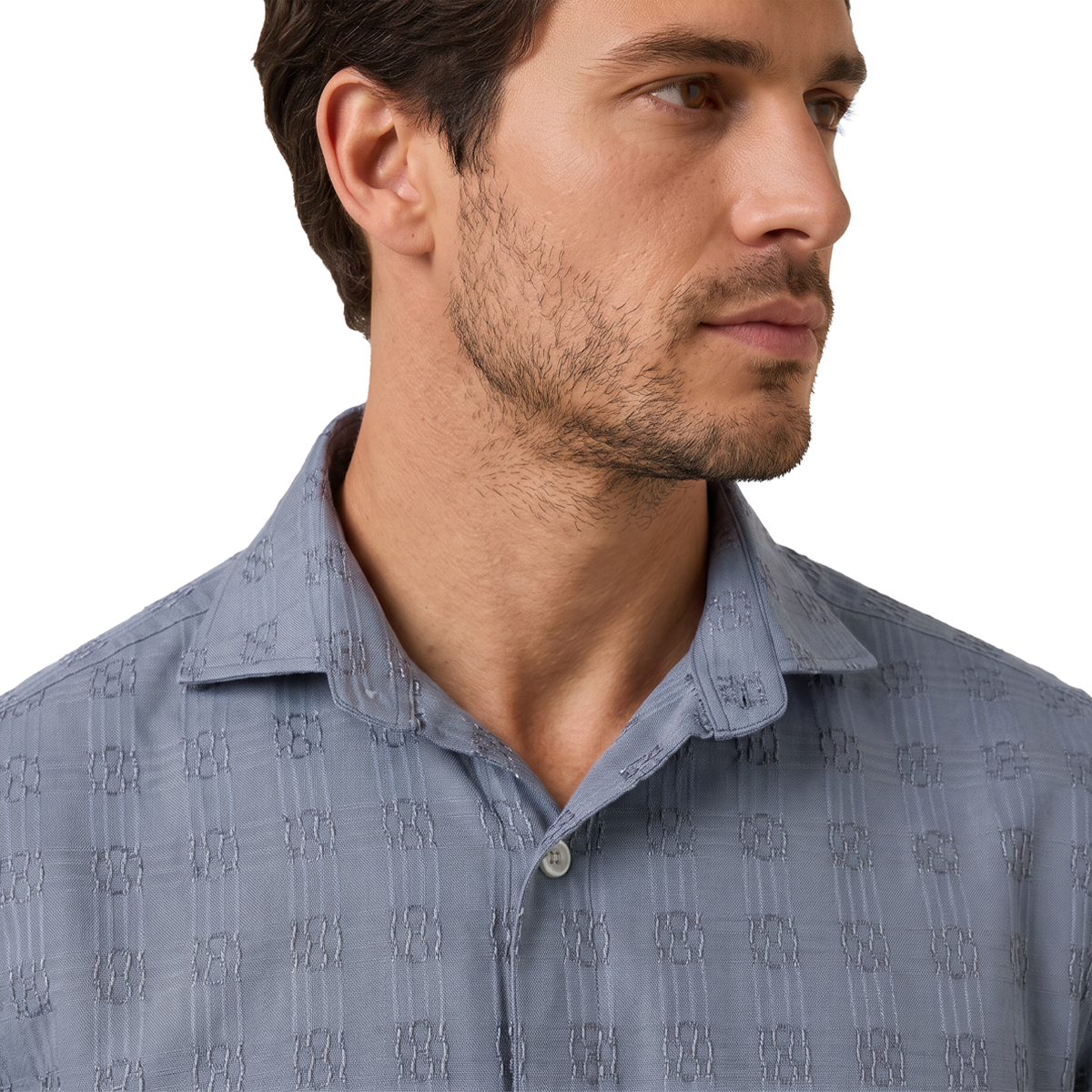 Camisa de manga corta con textura jacquard para hombre