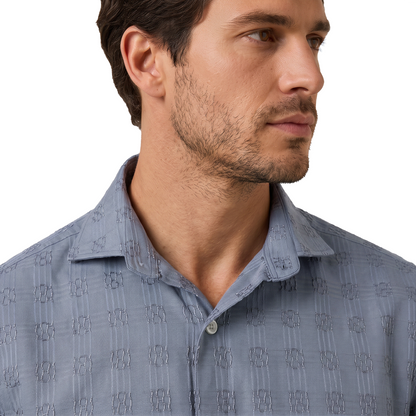 Camisa de manga corta con textura jacquard para hombre