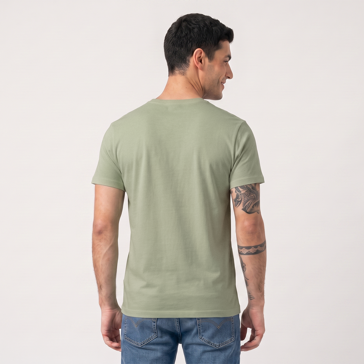Men's Navy Blue Stretch Crew Neck Short Sleeve T-Shirt