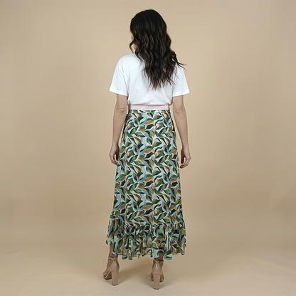 Falda Mujer Estampada Envolvente con Cintura Ajustable