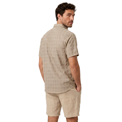 Camisa de manga corta con textura jacquard para hombre