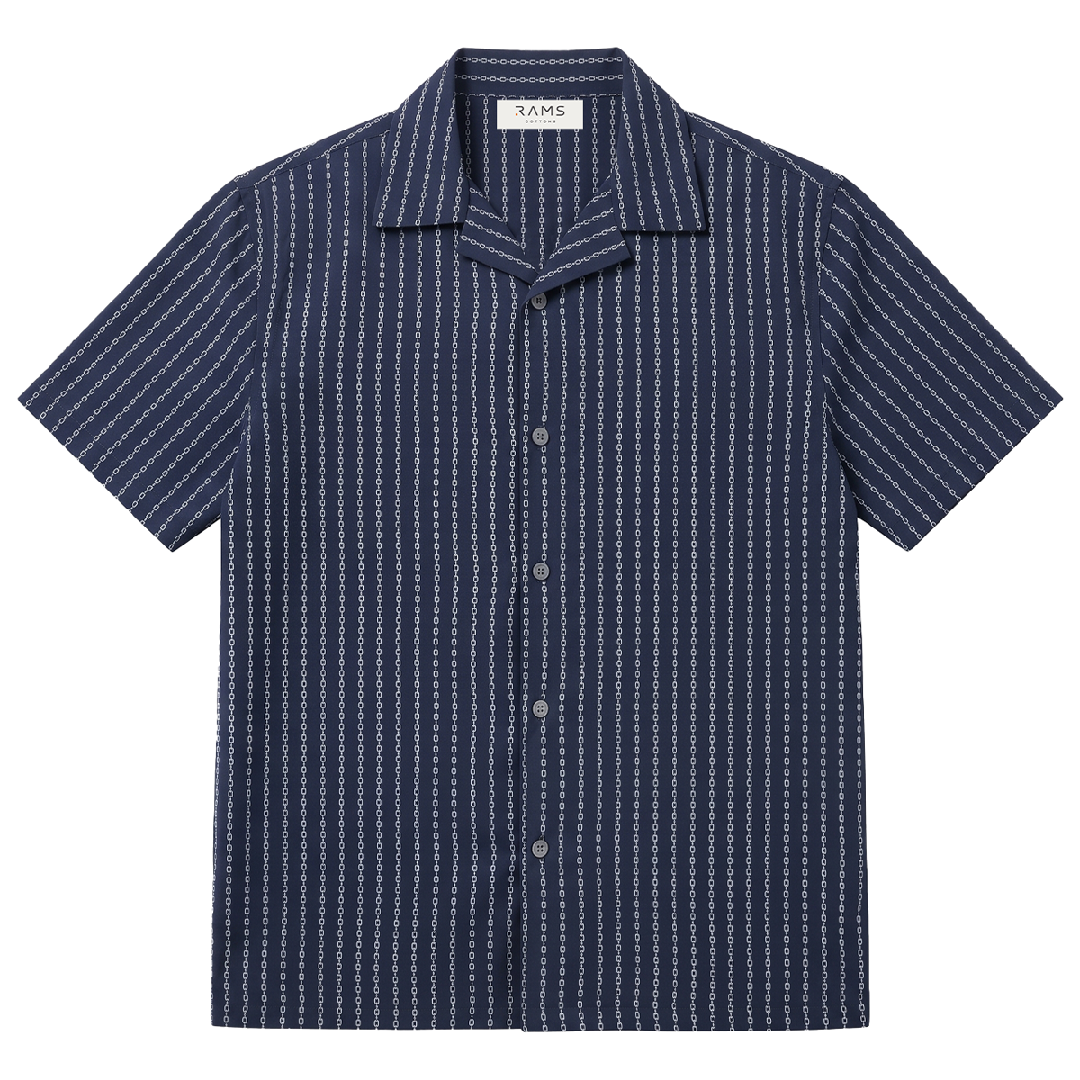 Camisa Azul Marino Estampado Casual Hombre Loose Fit Algodón