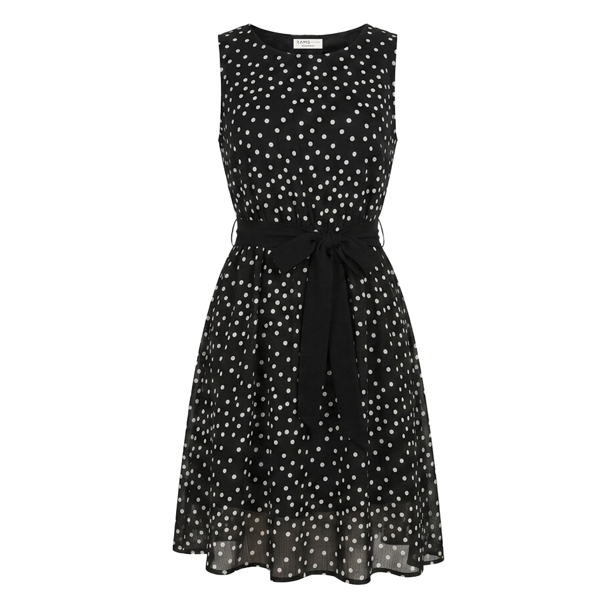 Vestido Sisado Mujer Corto Estampado de Puntos Cinturón Ajustable