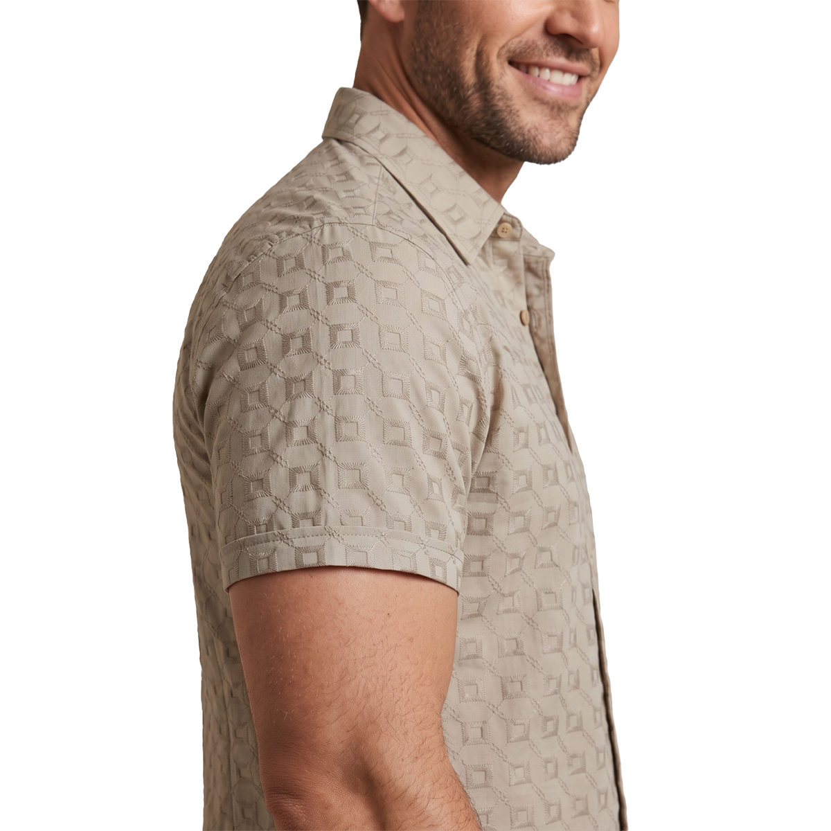 Camisa de manga corta con estampado geométrico para hombre