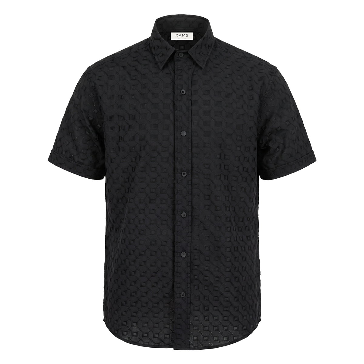 Camisa de manga corta con textura jacquard para hombre