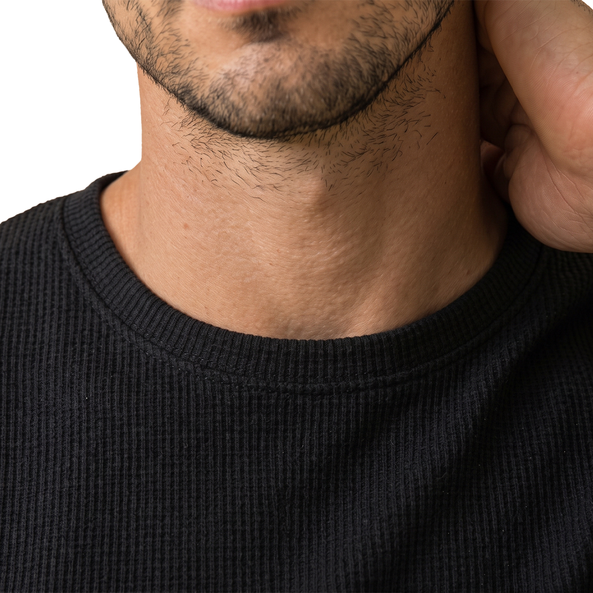 Camiseta de punto acanalado para hombre cuello redondo