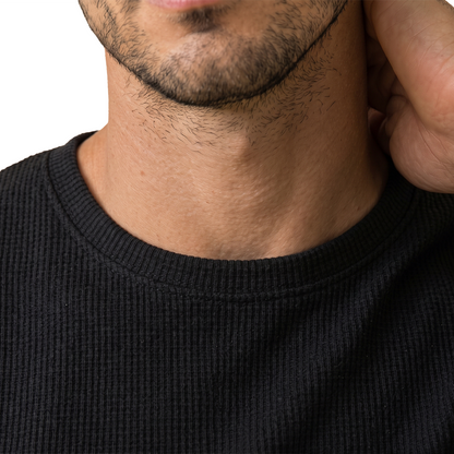 Camiseta de punto acanalado para hombre cuello redondo