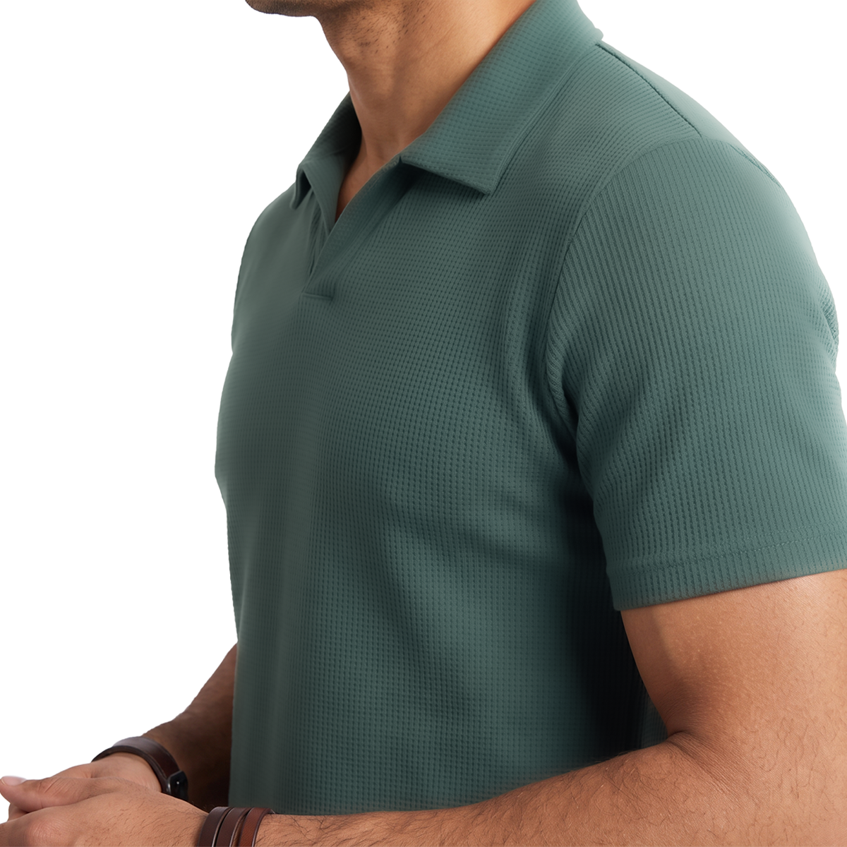 Rams Cottons Polo Shirt Verde Sin Botones
