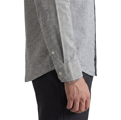 Camisa de hombre manga larga con cuello mao gris