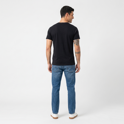 Men's Black Crew Neck Short Sleeve Basic Muscle Fit T-Shirt