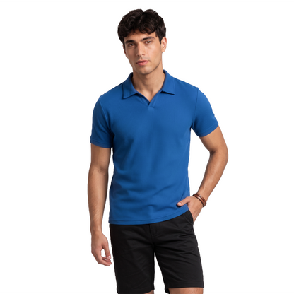 Polo de punto acanalado para hombre color azul plumbago