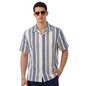 Camisa Hombre Loose Fit Estampado Vertical Cuello Resort Tela Algodón