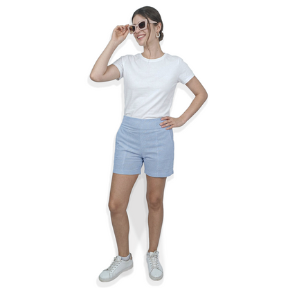 Short Mujer Rayado Vertical Ajuste Stretch Cómodo y Moderno