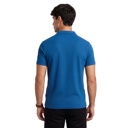 Polo de punto acanalado para hombre color azul plumbago