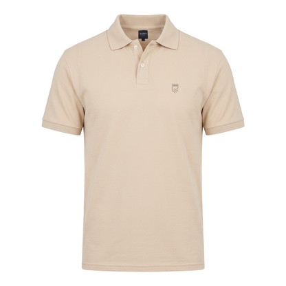 Playera Tipo Polo Caqui Slim Fit Con Bordado Moderno