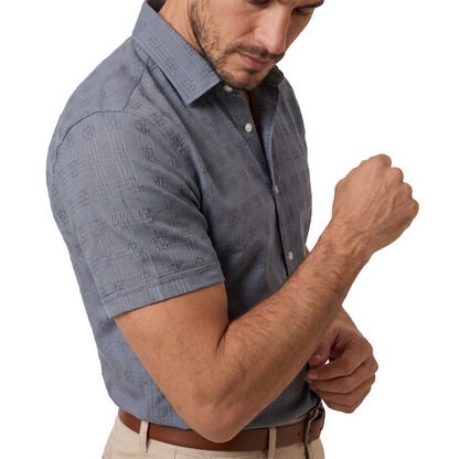 Camisa de manga corta con textura jacquard para hombre