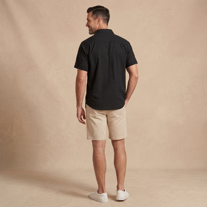 Camisa de manga corta con textura jacquard para hombre