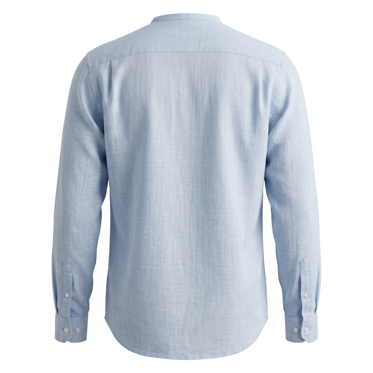 Camisa Azul Manga Larga Hombre Cuello Redondo Textura Moderna