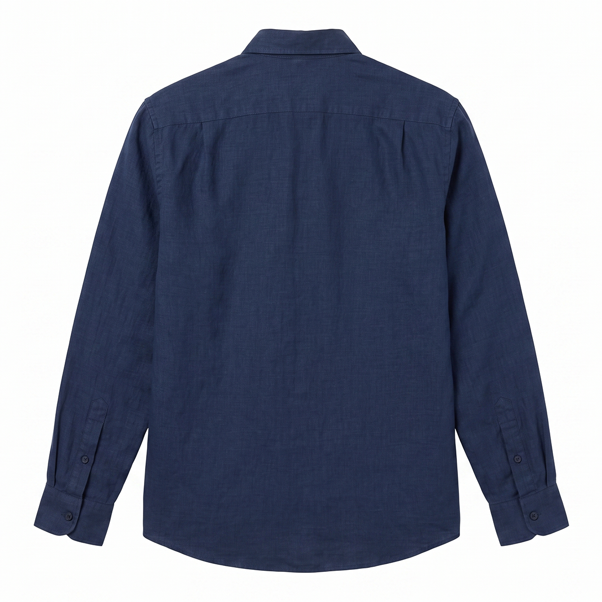 Camisa de apariencia de lino manga larga azul plumbago para hombre