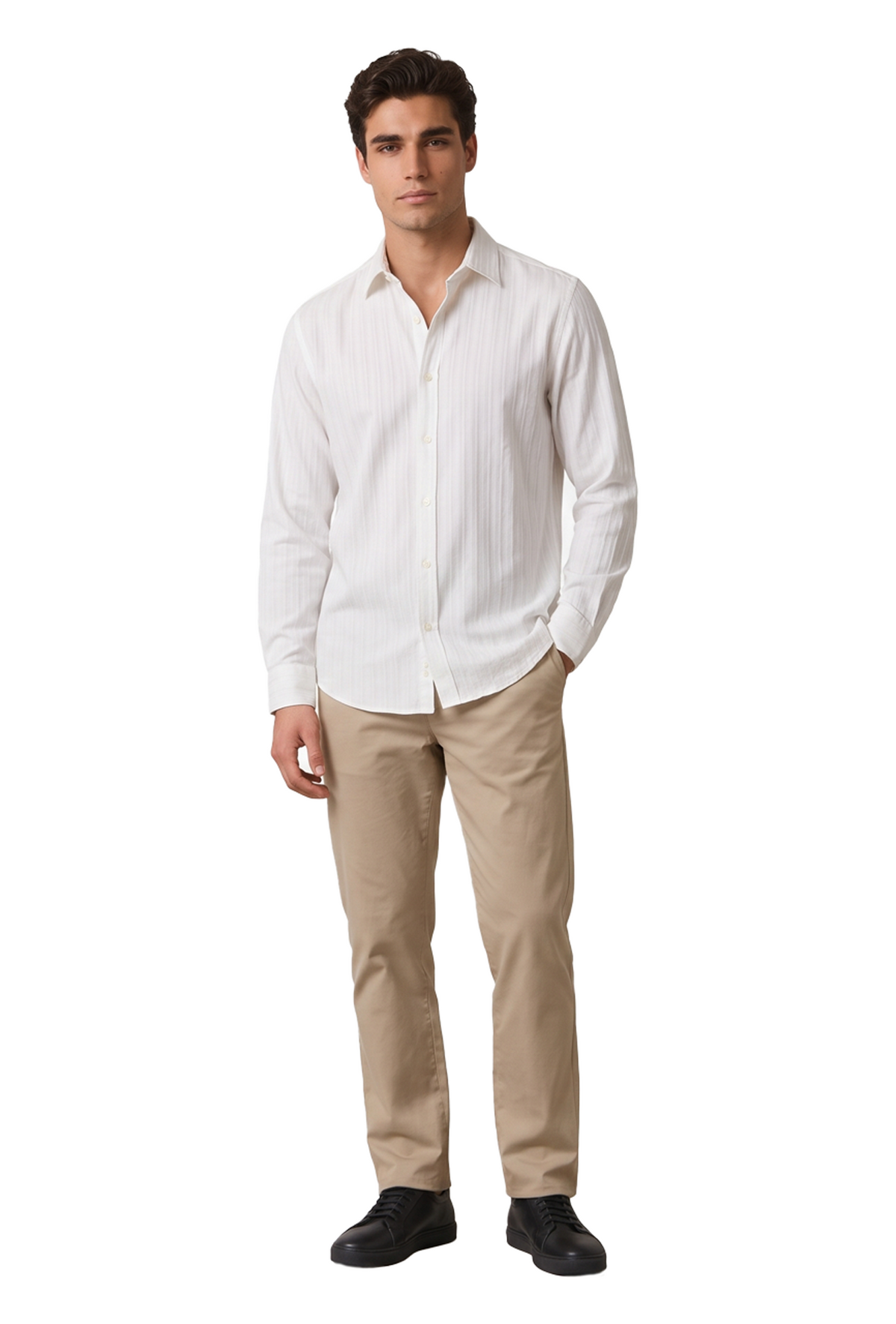 Camisa de hombre blanca con textura en relieve