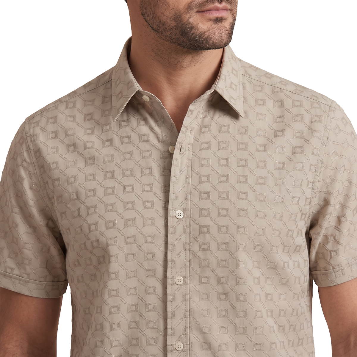 Camisa de manga corta con estampado geométrico para hombre
