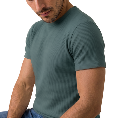Camiseta manga corta con textura waffle para hombre