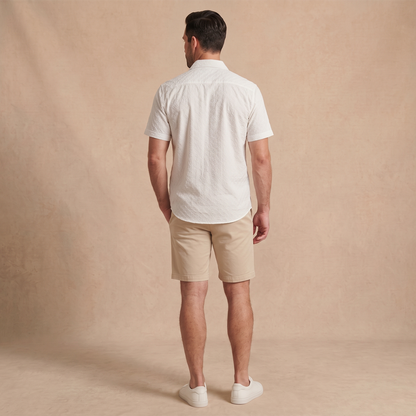Camisa de manga corta con textura jacquard geométrica para hombre