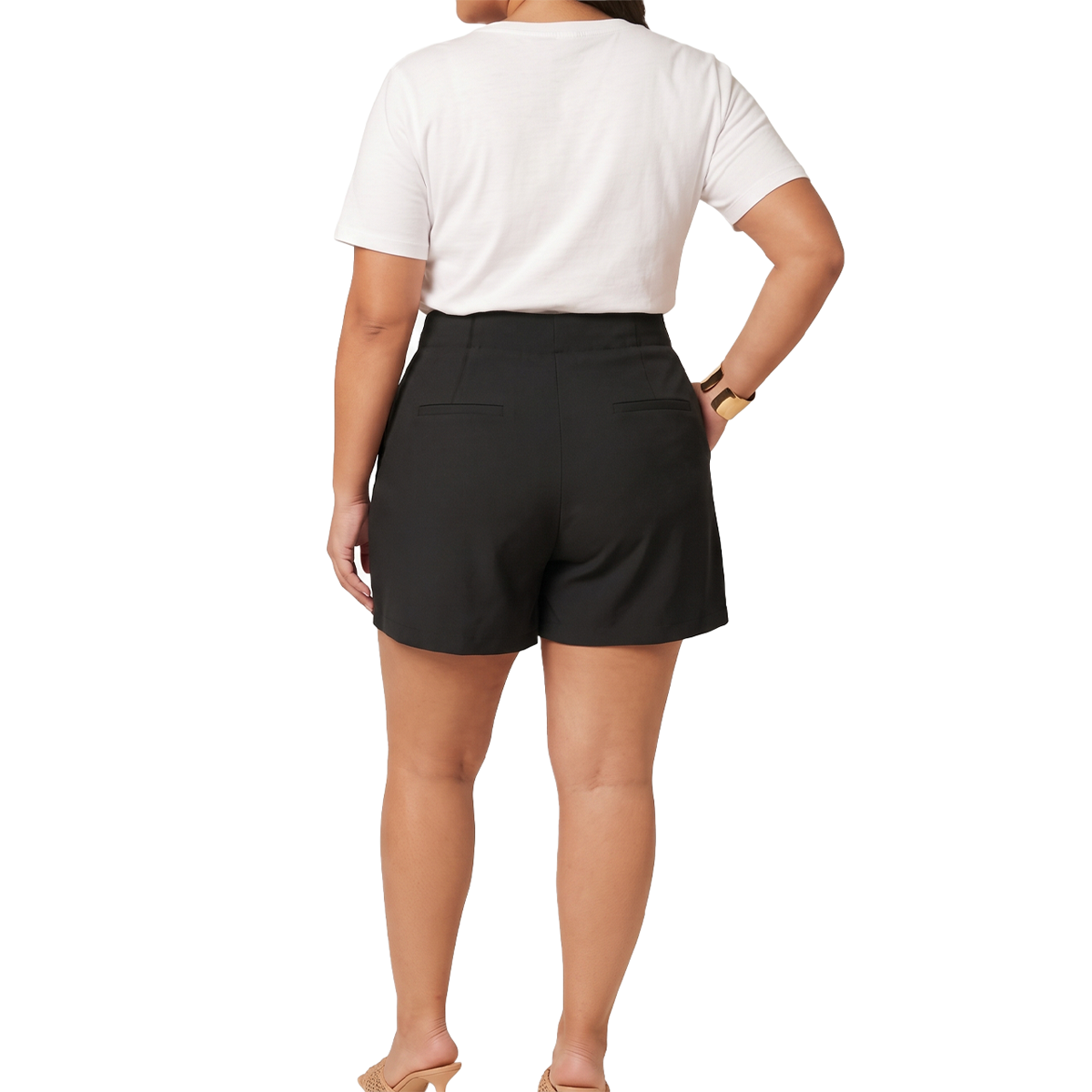 Short de vestir de tiro alto con pliegues para mujer