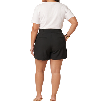 Short de vestir de tiro alto con pliegues para mujer
