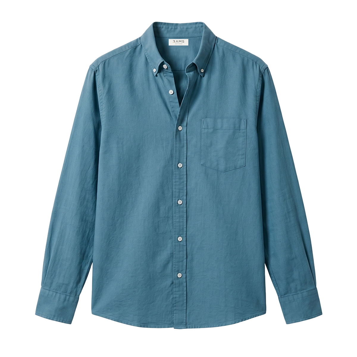 Camisa de manga larga con cuello button-down y bolsillo en pecho