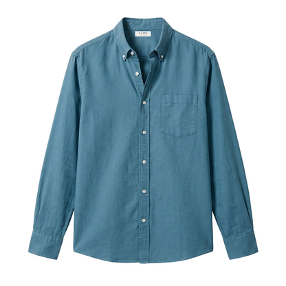 Camisa de manga larga con cuello button-down y bolsillo en pecho