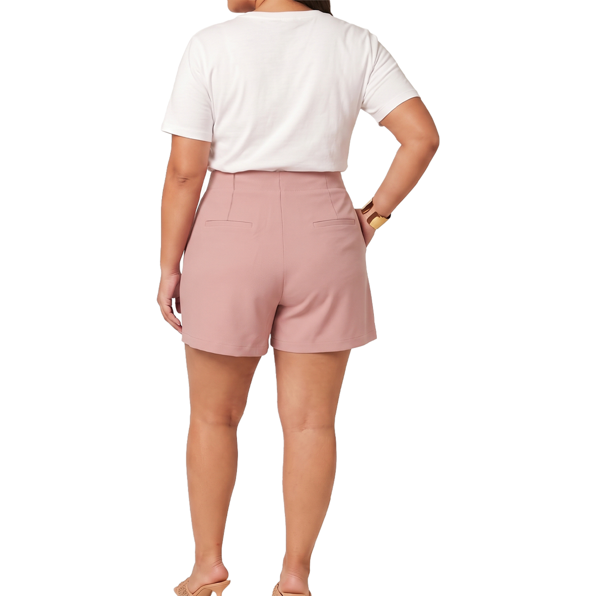 Shorts de vestir de tiro alto con pinzas para mujer