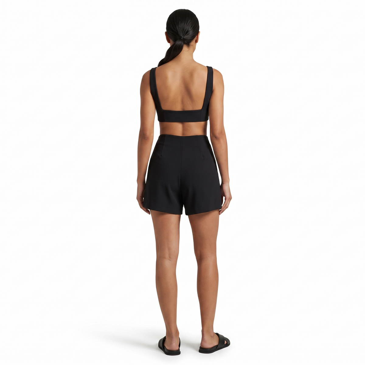 Falda Short Negra Corta Mujer Asimétrica con Cierre en Costado