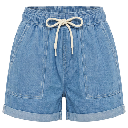 Short Azul Claro Corto Mujer Denim Algodón Cómodo Suave y Fresco