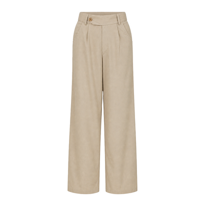 Pantalón de Vestir Mujer Corte Recto Elástico Trasero Rayas
