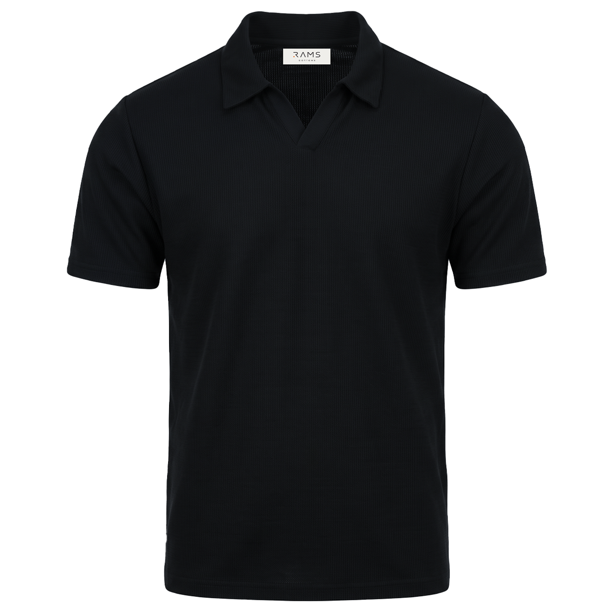 Polo manga corta para hombre color negro con textura waffle