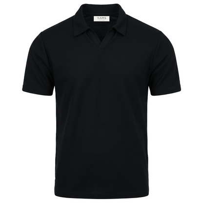 Polo manga corta para hombre color negro con textura waffle