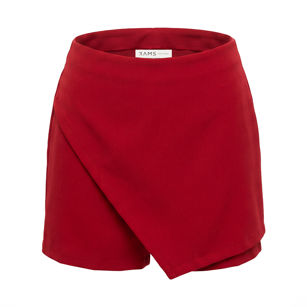 Falda Short Rojo Mujer Asimétrica Corta con Cierre Lateral